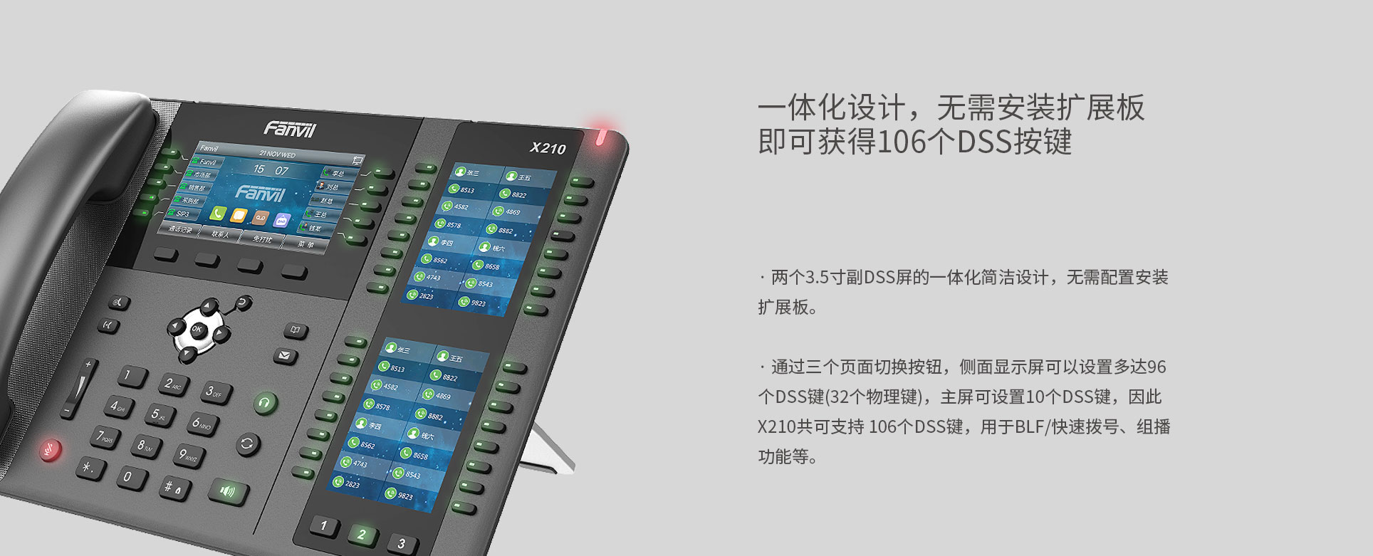 一体化设计106个DSS按键